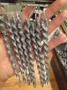 Silver icicle ornaments