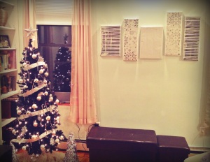 Black tree w/Silver decorations and silver pictures to match!